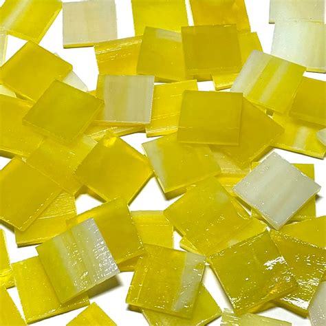 1 Opaque Yellow Stained Glass Mosaic Tiles Etsy