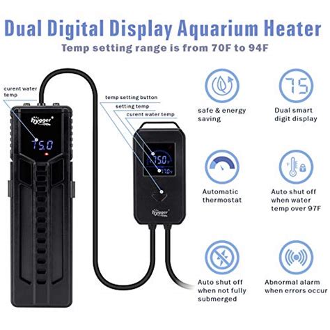 Hygger W Titanium Steel Aquarium Heater For Fresh Water Digital