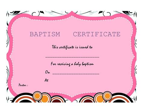 Free Printable Baptism Certificate Templates Pdf Word Fillable