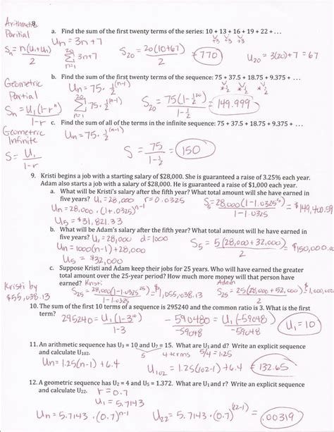 Sequences Arithmetic And Geometric Worksheets