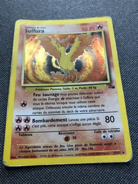 CARTE POKÉMON Sulfura 12 62 Edition 2 Fossile Wizards Française EUR