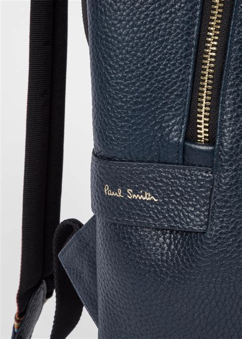 Paul Smith Dark Navy Leather Backpack With Signature Stripe Straps In Blue For Men Lyst