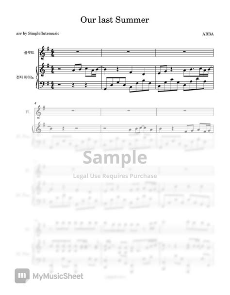 Abba Our Last Summer Flutepianomr Sheets By Simpleflutemusic