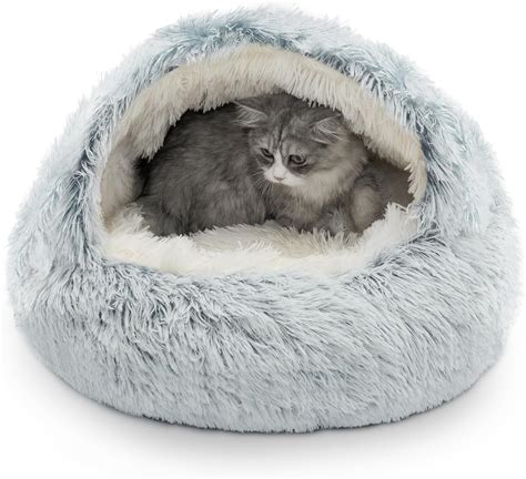 Amazon CATISM Cat Bed Plush Hooded Cat Beds For Indoor Cats