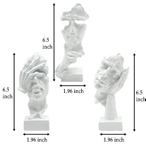 Amazon Aboxoo 3 Pcs Thinker Statue Silence Is Gold Abstract Art