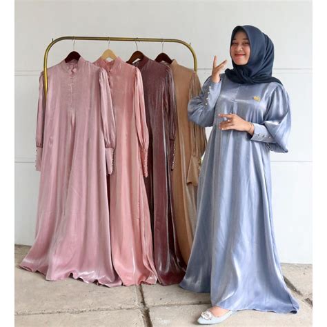 Jual Shimer Silk Dress Alea Tangan Balon Muslim By RSM Gamis Wanita