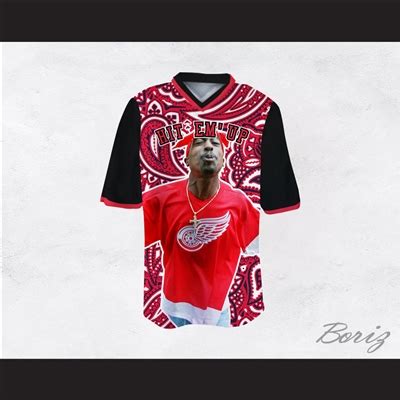 Tupac Shakur Makaveli Hit Em Up Red Bandana Style Football Jersey