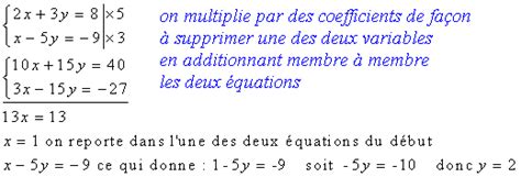 Système Déquation à Deux Inconnues Homeomath