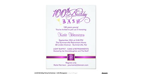 100th_birthday_party_invitations_with_monogram ...