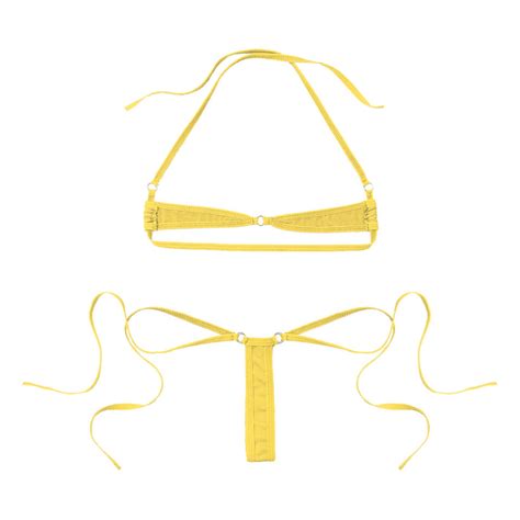 US Women Micro Bikini Mini Bra G String BathingSuit Sheer Mesh Extreme Swimwear EBay