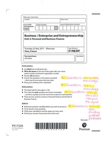 L3 Btec Business 2016 Spec Unit 3 Finance Exam Mock Walkthrough