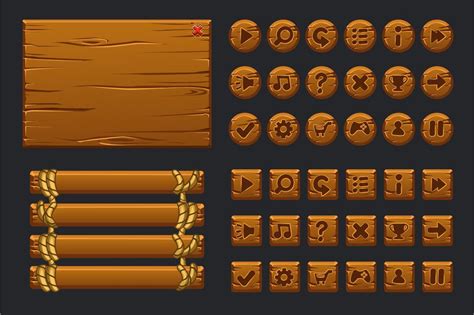 Cartoon Wooden Game Assets Game Ui Game Ui Design Vector Game