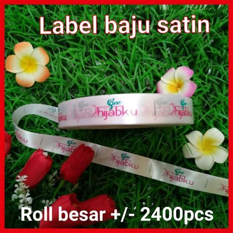 Jual Label Baju Pita Satin Custom Sablon Import Besar Hitam Roll Bahan