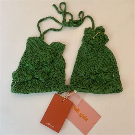 Cult Gaia Women S Green Bikini And Tankini Tops Depop