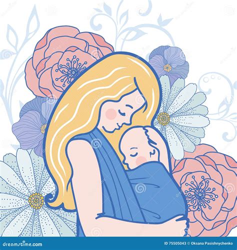 Ilustra O De Babywearing Do Vetor A M E Que Abra A O Beb Em Um