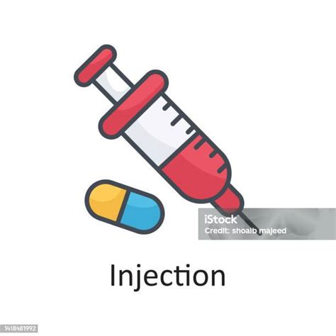 Vektor Injeksi Ilustrasi Desain Ikon Garis Besar Diisi Pada Latar