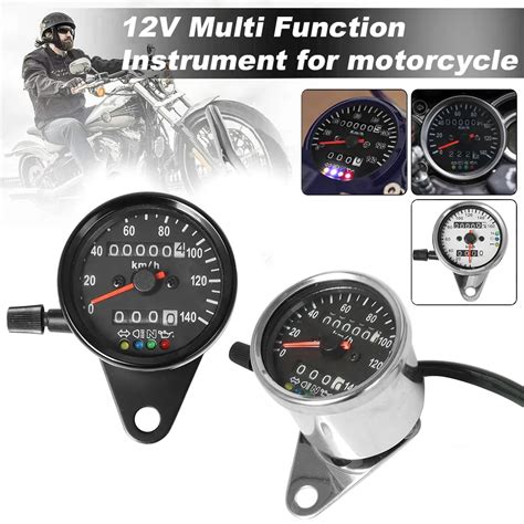 Universal Motorcycle Dual Odometer Kmh Speedometer Gauge Meter Led