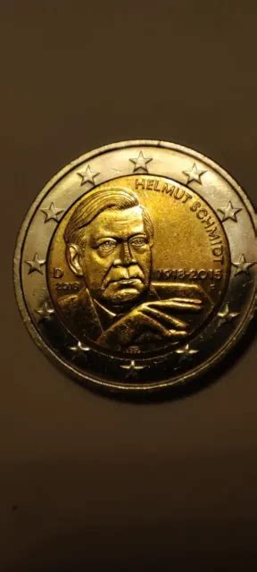 2 EURO DEUTSCHLAND A 2018 Helmut Schmidt Gedenk Sondermünze aus Umlauf