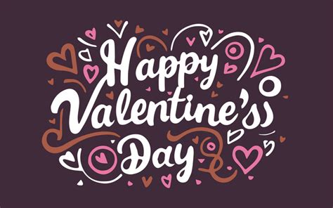 Hand Lettering Happy Valentines Day With Heart Style Romantic Greeting