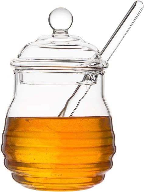 Hunnibi Honey Dispenser No Drip Glass Maple Syrup Dispenser Glass