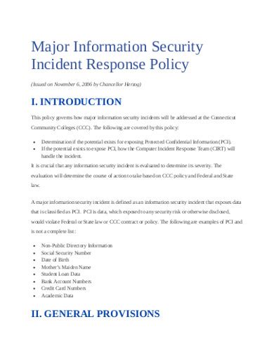 Incident Policy 12 Examples Pdf