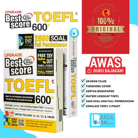 Jual Buku Toefl Buku Tes Toefl Toefl Buku Materi Soal Tes Toefl Toeic Upgrade Best Score