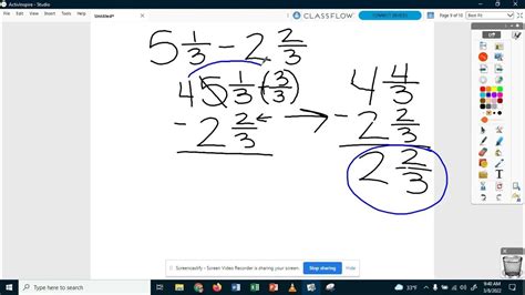 Subtracting Mixed Numbers With Borrowing Youtube