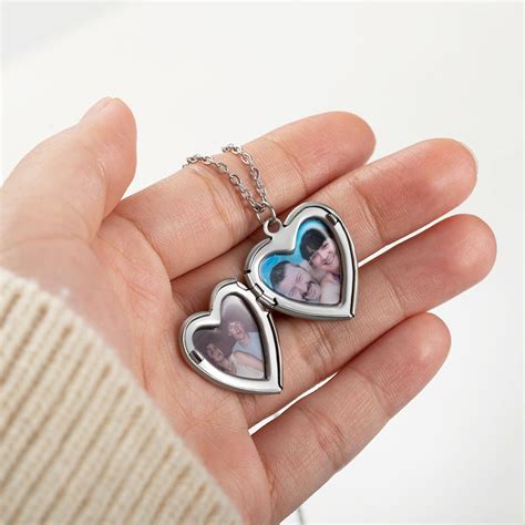 Personalized Heart Locket Necklace With Butterfly Heart Necklace With