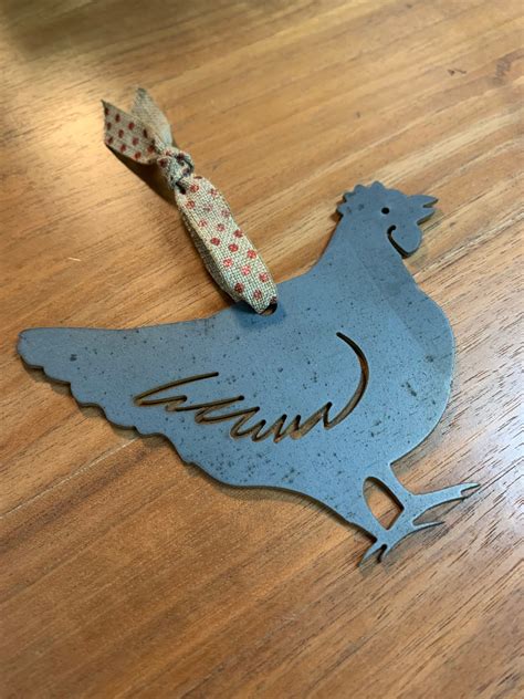 Chicken Christmas Metal Ornament Steel Ornaments Farm Etsy