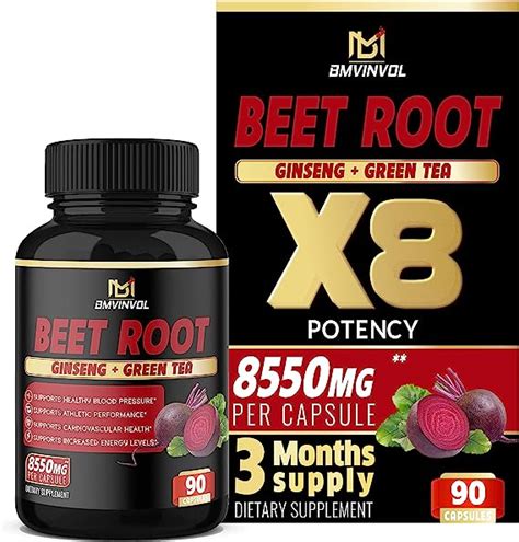 Bmvinvol Beet Root Extract Capsules 8550mg Green Tea Red Spinach Ginseng