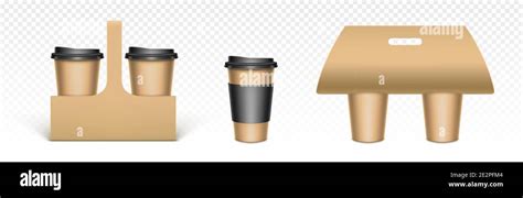 Coffee Cups In Kraft Paper Holders Cardboard Packaging For Take Away