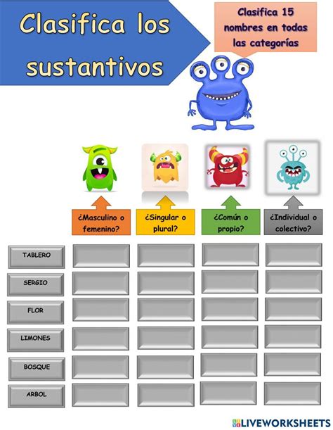 Actividad Online De Los Sustantivos Para Grado 2 Puedes Hacer Los