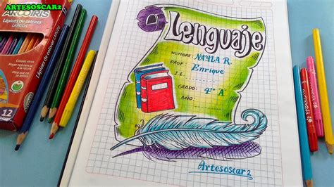 Como Dibujar Caratula De Lenguaje FÁcil Youtube Youtube