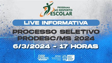 PROCESSO SELETIVO PRODESC 2024 LIVE INFORMATIVA EDITAL YouTube