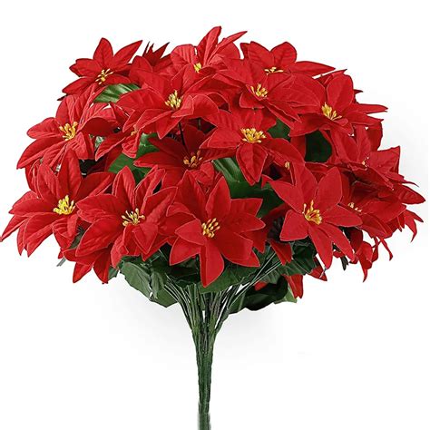 32cm 7forks Red Christmas Flowers Bridal Bouquet Wedding Christmas