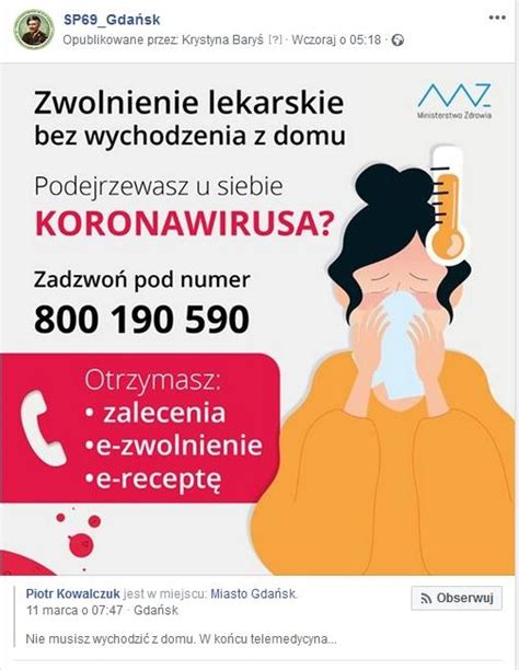 Zwolnienie lekarskie bez wychodzenia z domu Szkoła Podstawowa nr 69