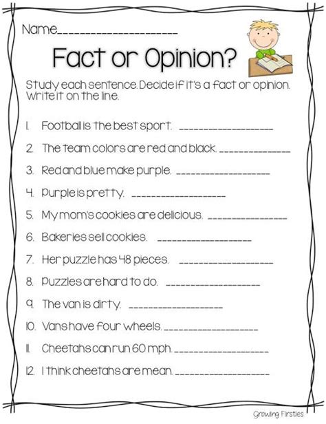 Fact And Opinion Worksheet 4th Grade