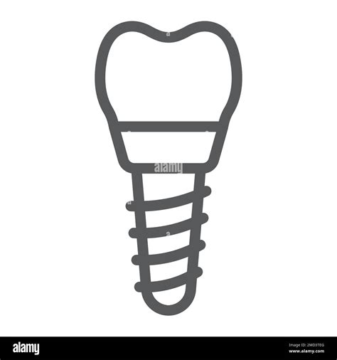 Dental Implant Line Icon Stomatology And Dental Implantation Sign