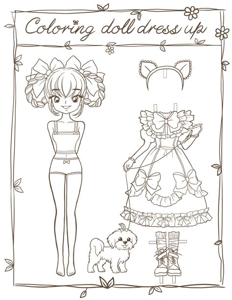 Coloring Doll Dress Up Drawing Cartoons Doodle Kawaii Anime Cute