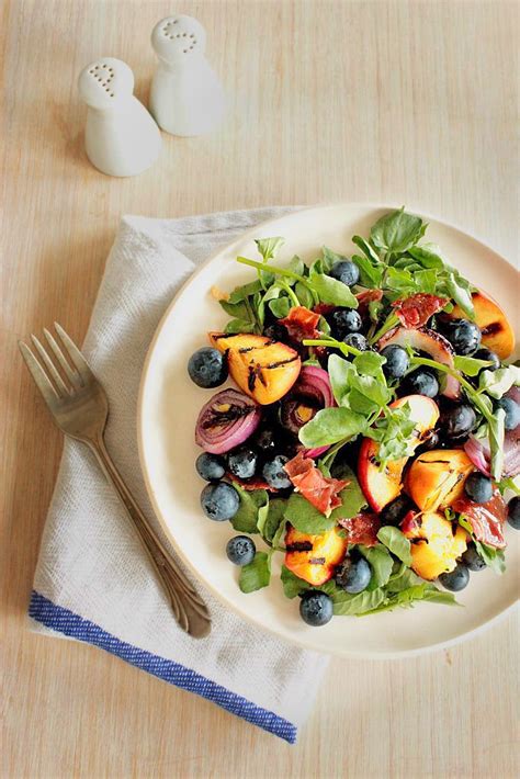 Grilled Peach And Blueberry Salad Blueberry Org