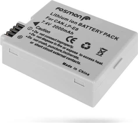 Fosmon Lp E8 High Capacity Lithium Ion Rechargeable Replacement Battery Compatible With Canon