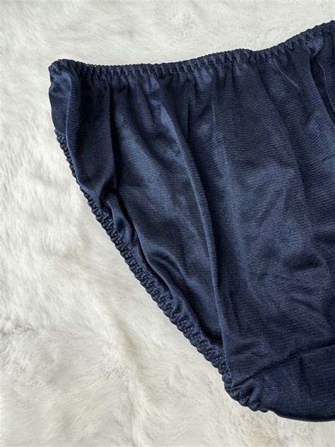 Sheer Nylon Bikini Vintage Navy Blue Silky Gusset Pan Gem