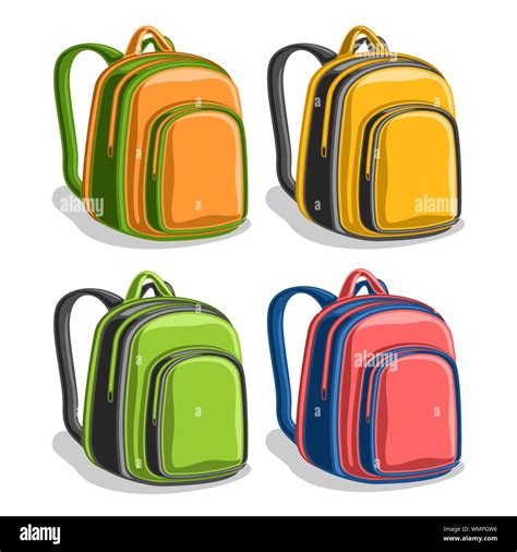 Vector Set Of Colorful School Backpacks Isolated On White Stock Vector Image And Art Alamy