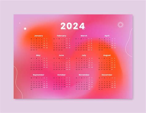 Free Vector Gradient 2024 Calendar Template