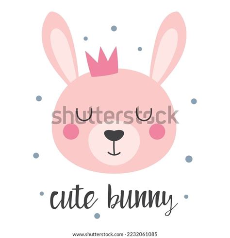 Cartoon Card Poster Cute Bunny Crown Stock Vector Royalty Free