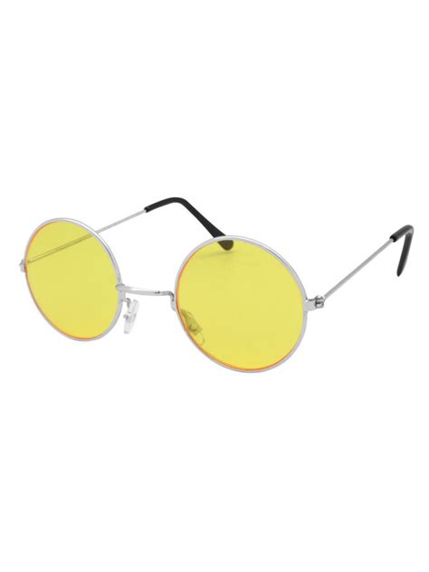 Lennon Glasses Yellow Silver Frame Rubies Masquerade Co Uk