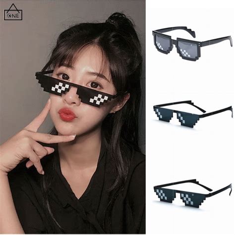 Jual COD Kacamata Hitam Fashion Mosaic Thug Life Sunglasses Wanita