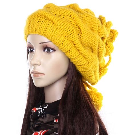 Andi Rose Annymall Women Slouch Beanies Button Hats Winter Knit Skullies Beret Cap Hat Slouch