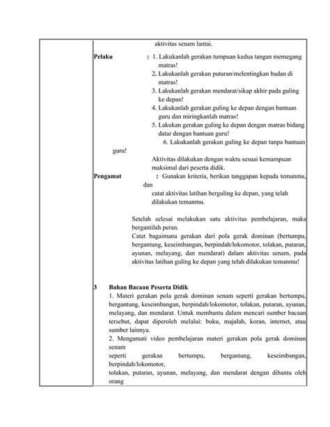 Modul Ajar Pjok Senam Lantai Guling Depan Ok Docx