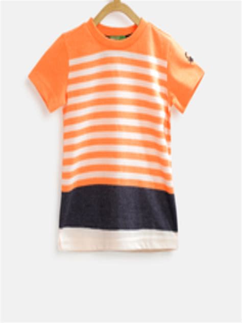 Buy United Colors Of Benetton Boys Orange And Off White Striped Round Neck T Shirt Tshirts For